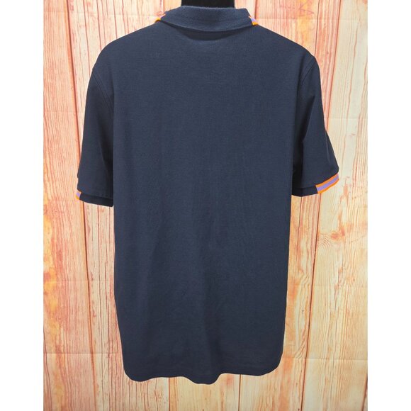 Psycho Bunny Mens Polo Shirt 8 Large Navy W/ Striped Collar - Picture 2 of 8